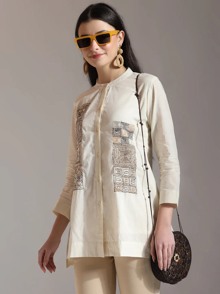 White Pure Cotton Embroidered Top