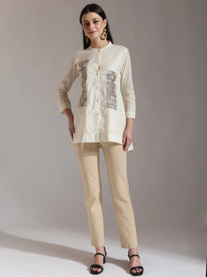 White Pure Cotton Embroidered Top