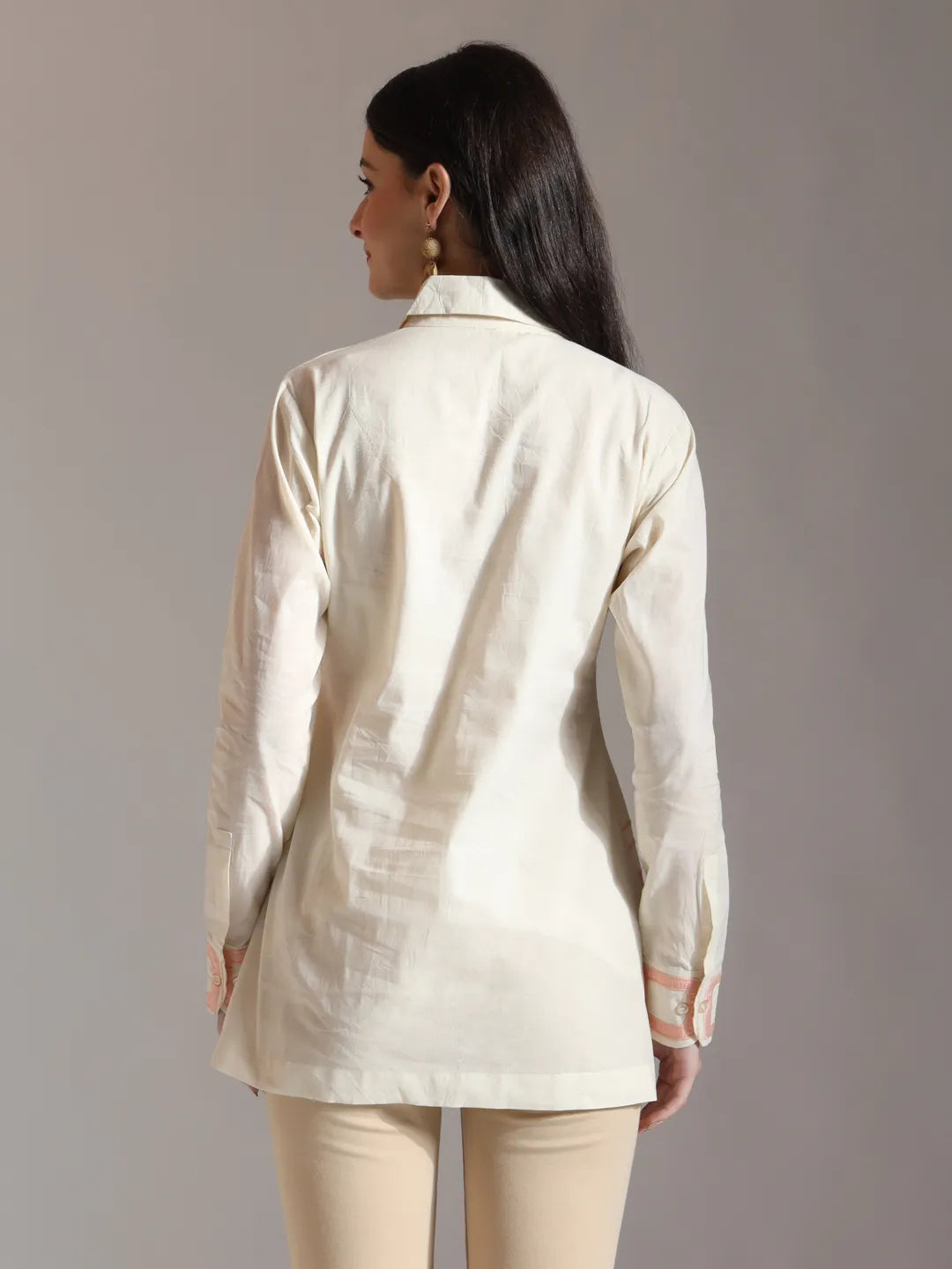 White Pure Cotton Top With Embroidery With Lining