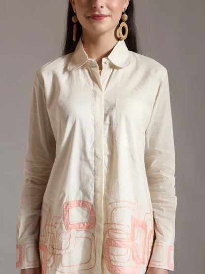White Pure Cotton Top With Embroidery With Lining