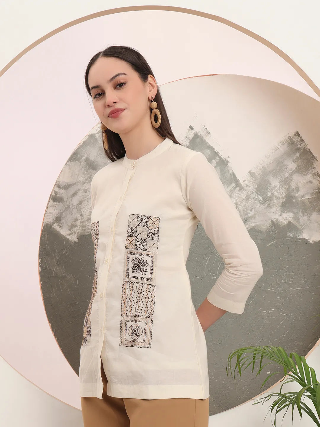 White Pure Cotton Top With Embroidery