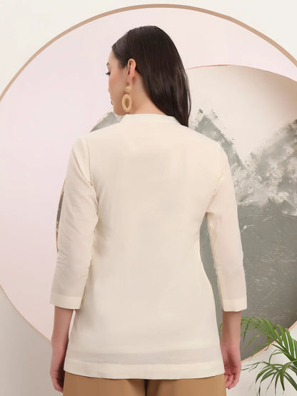 White Pure Cotton Top With Embroidery