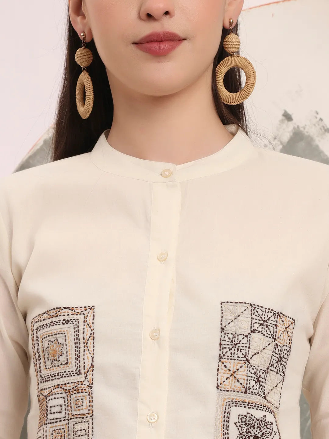 White Pure Cotton Top With Embroidery