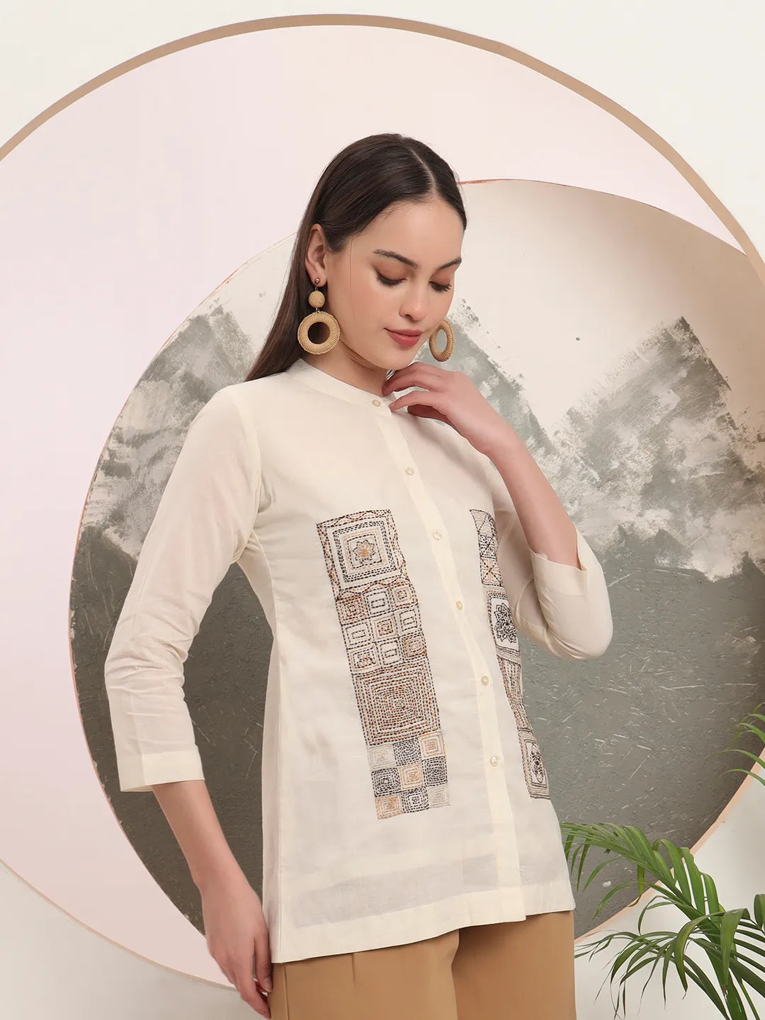White Pure Cotton Top With Embroidery