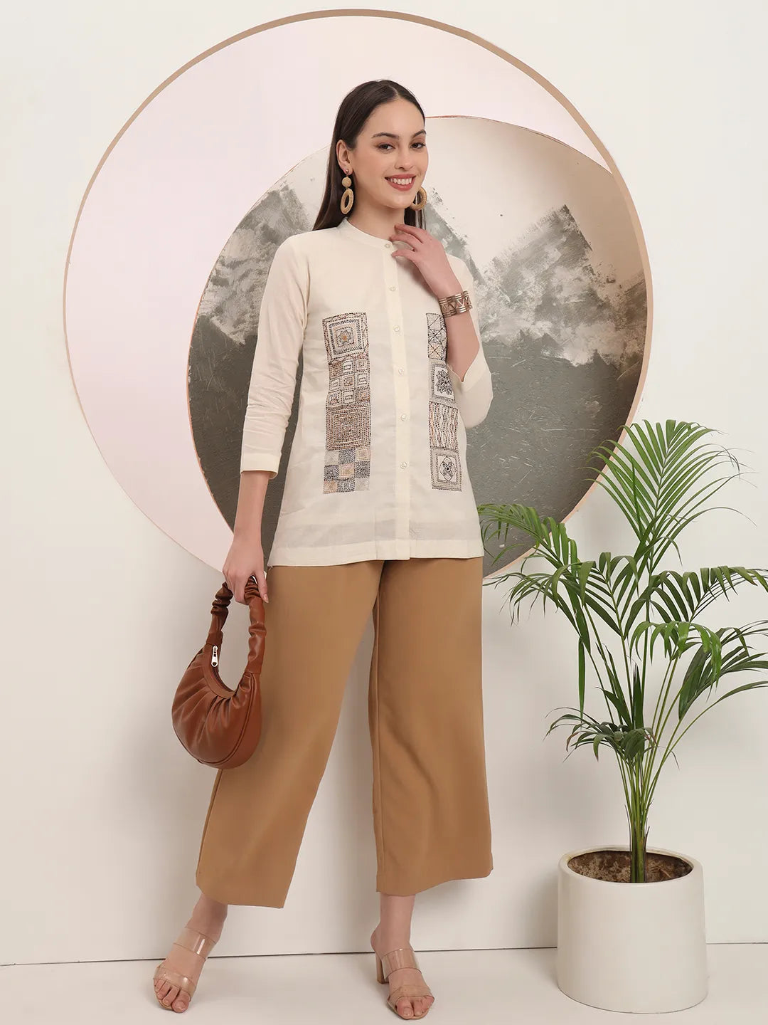 White Pure Cotton Top With Embroidery