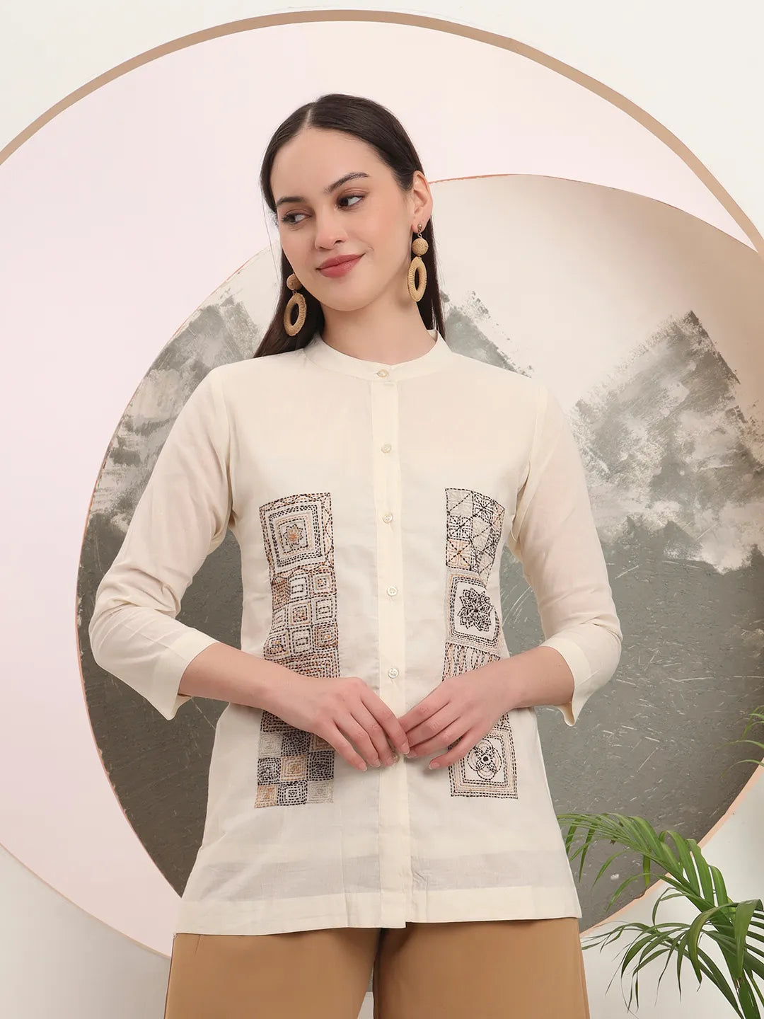 White Pure Cotton Top With Embroidery