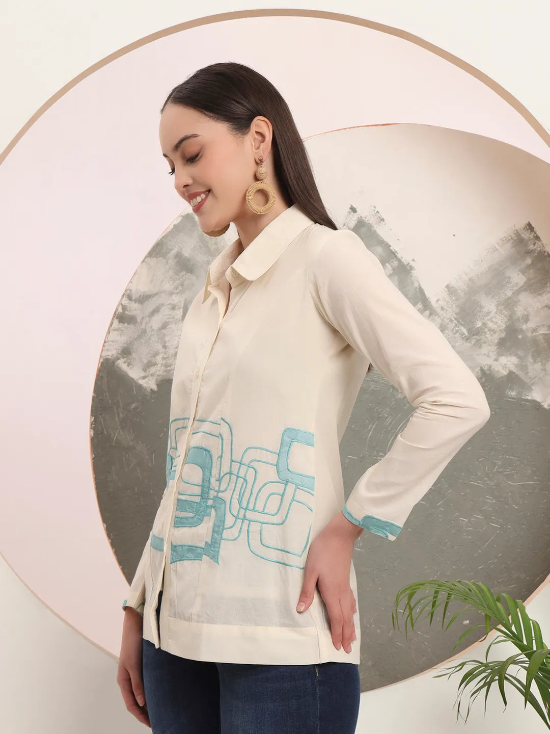 White Pure Cotton Top With Embroidery