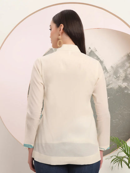 White Pure Cotton Top With Embroidery