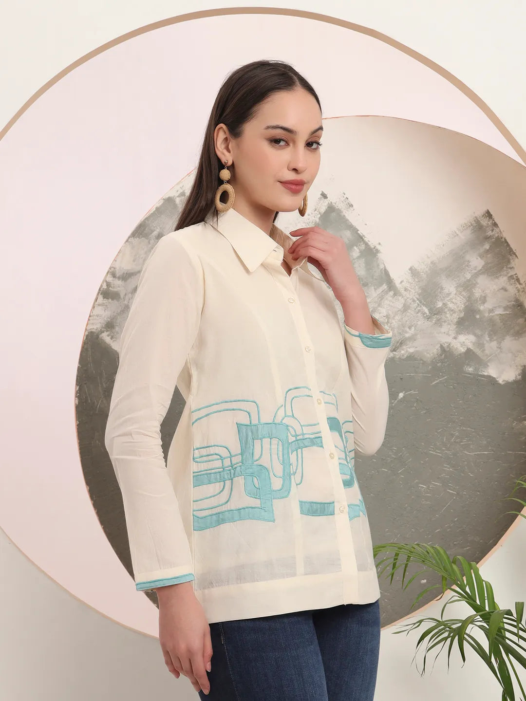 White Pure Cotton Top With Embroidery