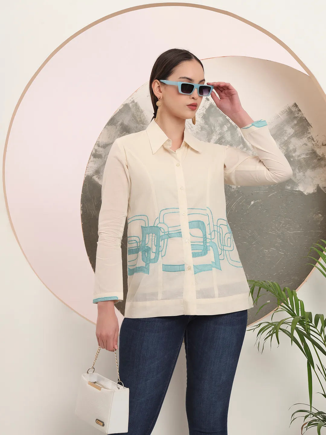 White Pure Cotton Top With Embroidery