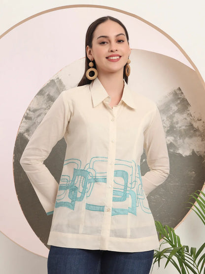 White Pure Cotton Top With Embroidery
