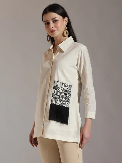 White Pure Cotton Top With Exquisite Embroidery