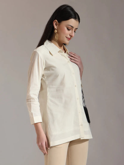 White Pure Cotton Top With Exquisite Embroidery