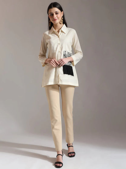 White Pure Cotton Top With Exquisite Embroidery