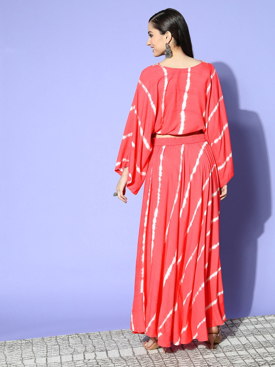 Women Lehriya Print Top With Skirt