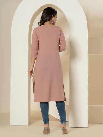 Women Purple Chikankari Straight Kurta