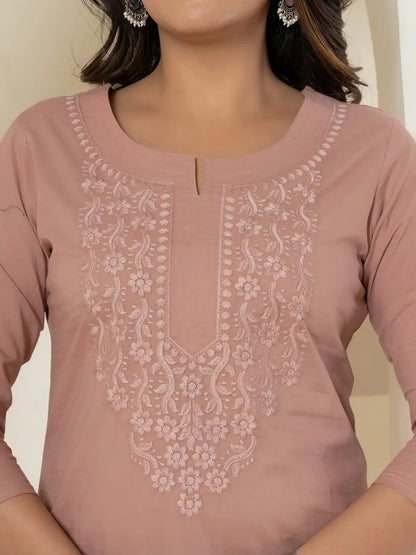 Women Purple Chikankari Straight Kurta