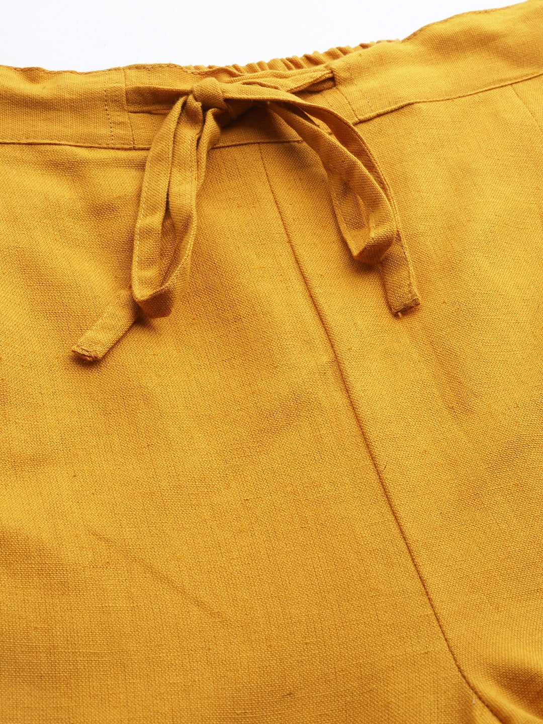 Yellow Cotton Fit Trousers
