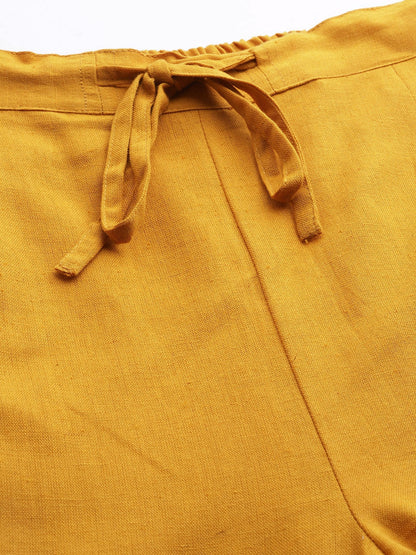 Yellow Cotton Fit Trousers