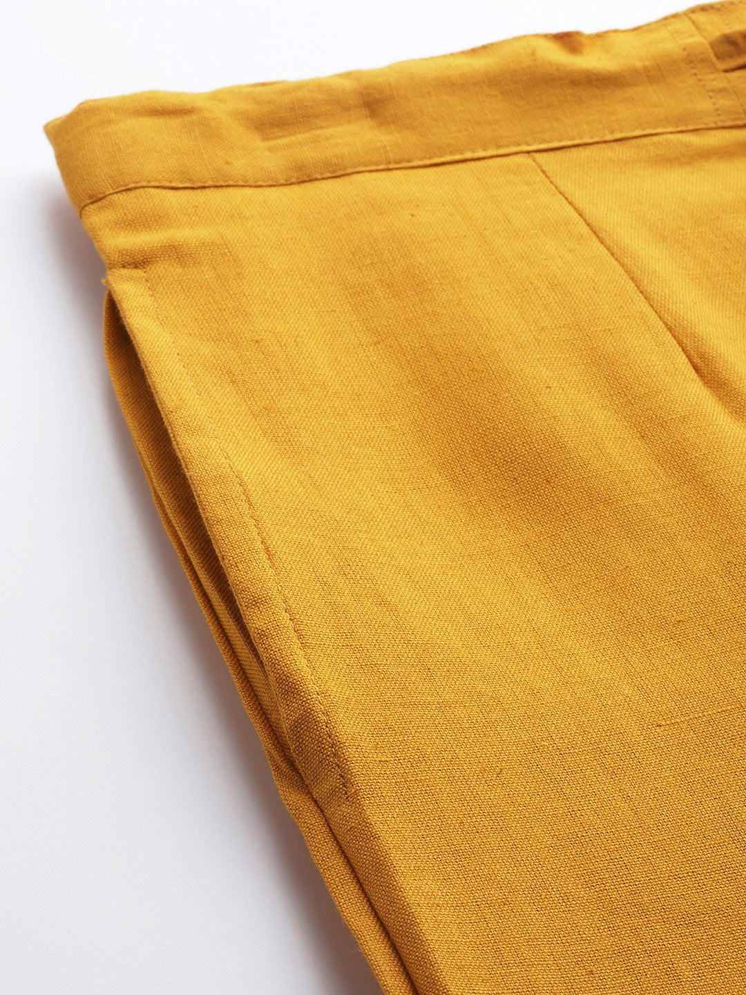 Yellow Cotton Fit Trousers