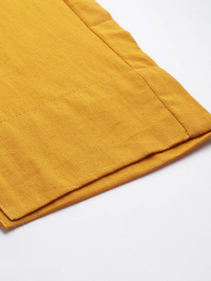Yellow Cotton Fit Trousers