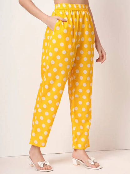 Yellow Cotton Maternity Gathered Or Pleated Kurta Pants Set