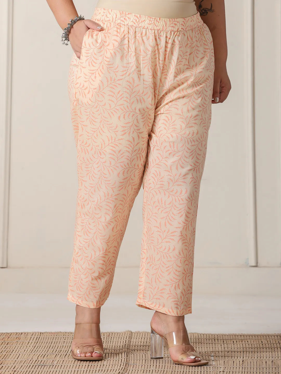 Yellow Floral Print Cotton Sequins Work Plus Size Kurta Set With Pant & Dupatta