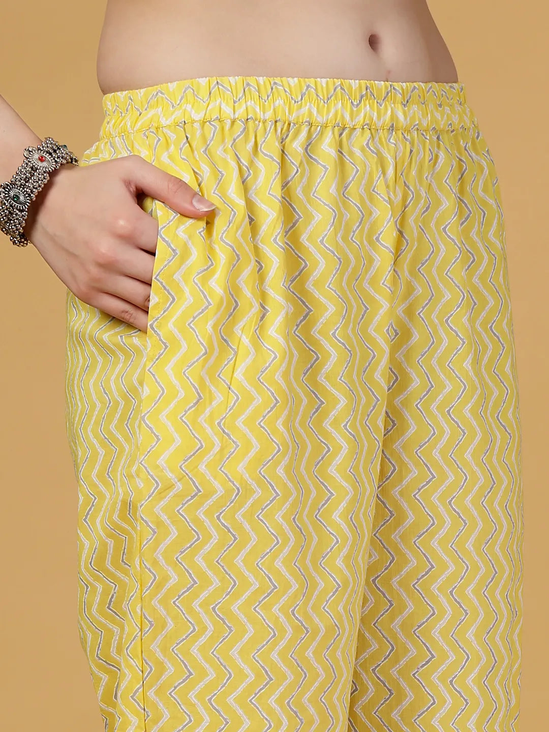 Yellow Floral Print Straight Kurta Trouser Dupatta Set