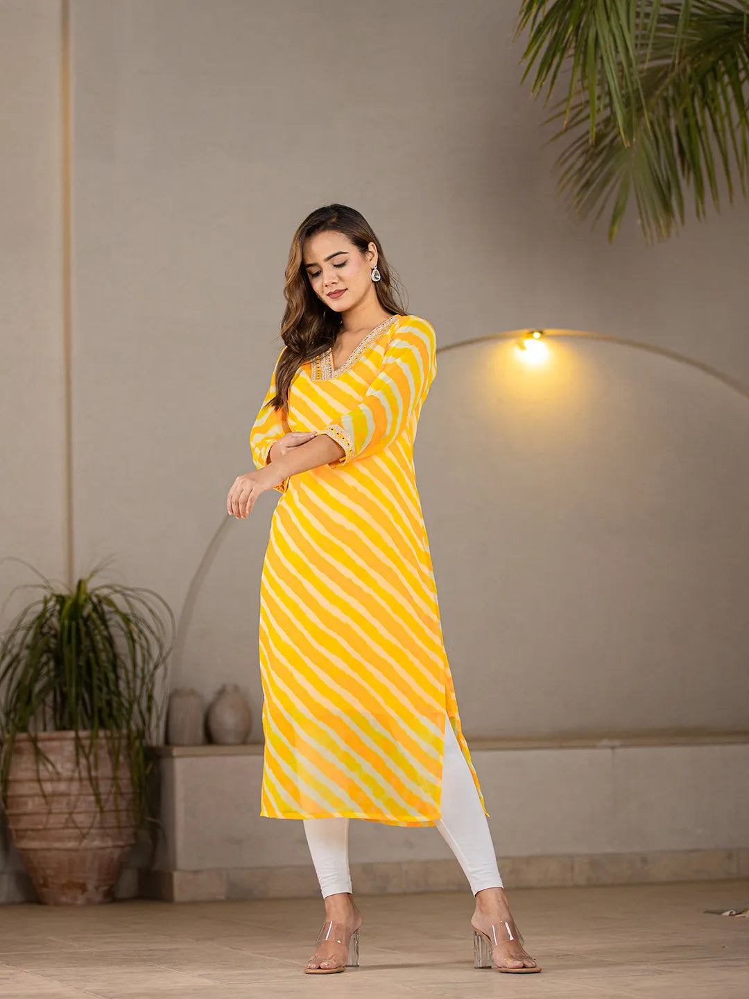 Yellow Georgette Lahiya Kurta