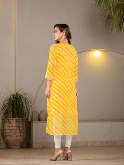 Yellow Georgette Lahiya Kurta