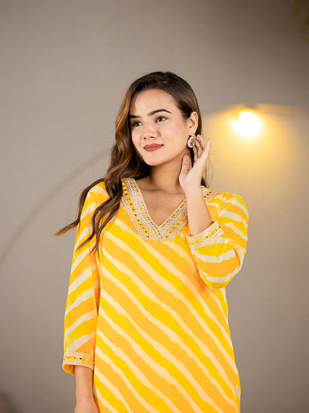 Yellow Georgette Lahiya Kurta