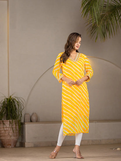 Yellow Georgette Lahiya Kurta