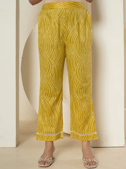 Yellow Patch Work Pure Cotton Straight Kurta And Dupatta Set