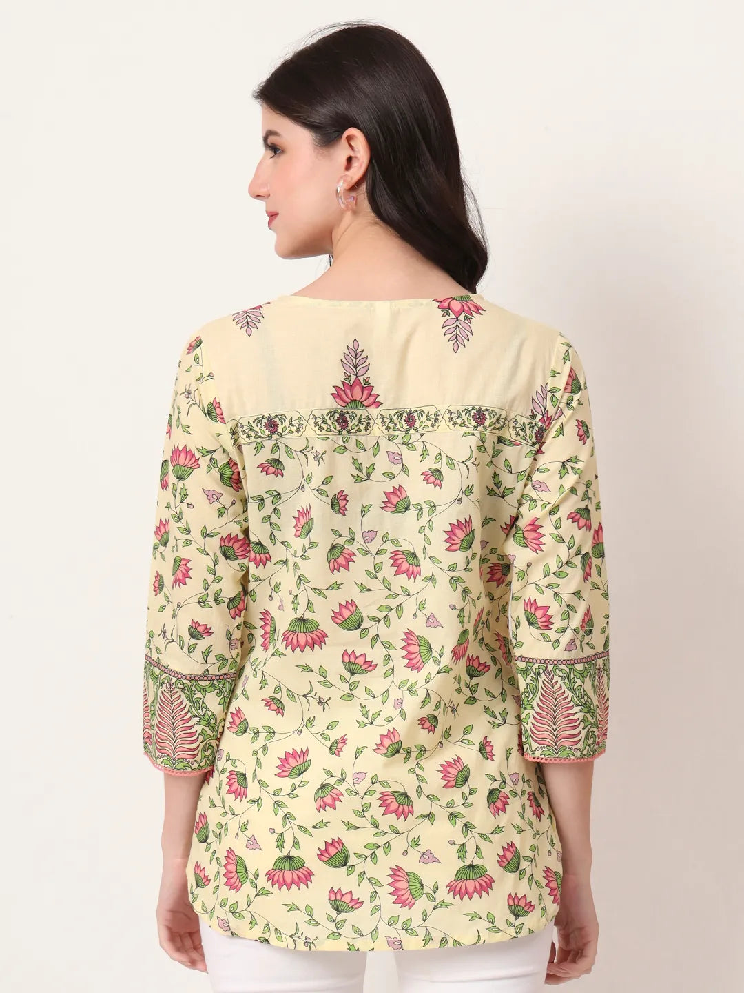 Yellow Pure Cotton Peplum Top