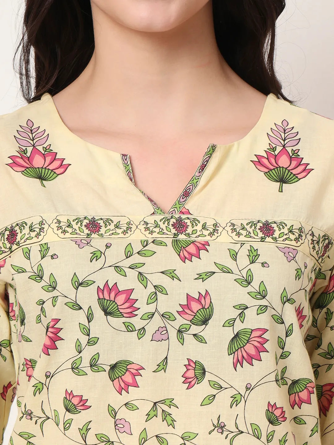 Yellow Pure Cotton Peplum Top