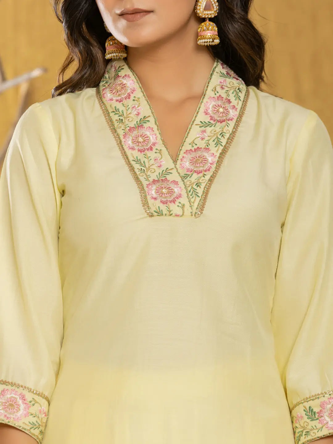 Yellow Silk Blend Pakistani Style Kurta Dupatta Set