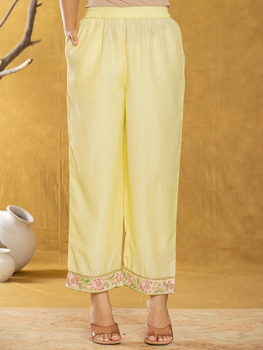 Yellow Silk Blend Pakistani Style Kurta Dupatta Set