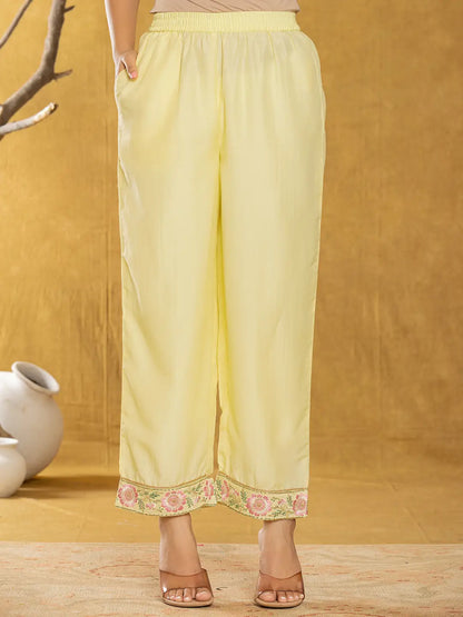 Yellow Silk Blend Pakistani Style Kurta Dupatta Set