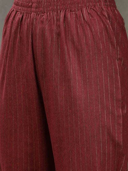 Woven Designed Cotton Blend Straight Kurta Pant Dupatta Set