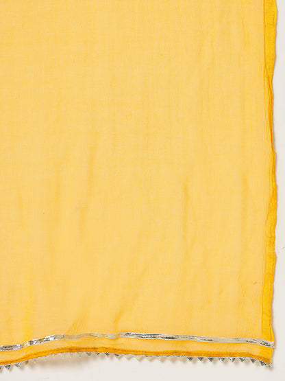 Floral Printed Cotton Pleated Kurta Palazzo Dupatta Set (Pre-Order)