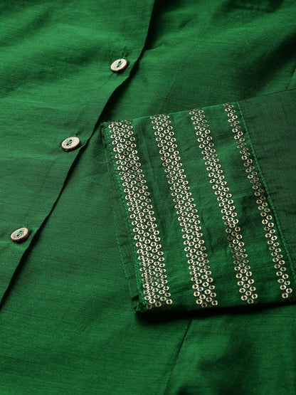 Jadegreen Chanderi Silk Solid Anarkali Kurta