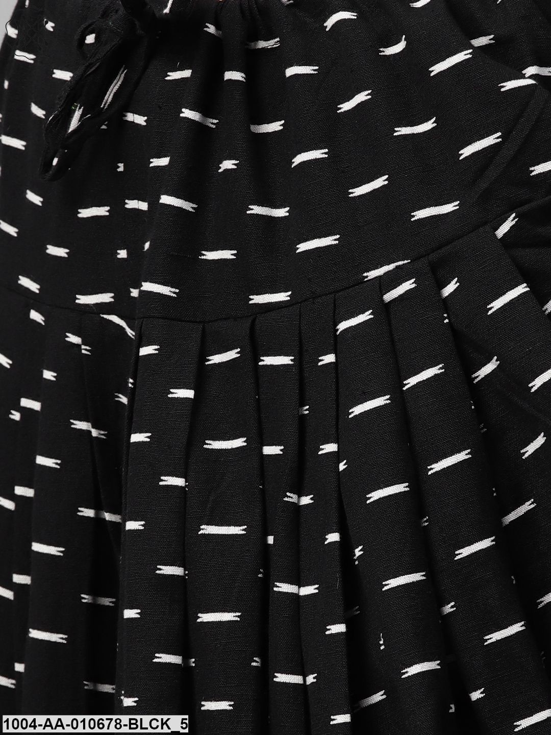 Black 3/4Th Sleeve Cotton Shirt With Black Printed Dhoti