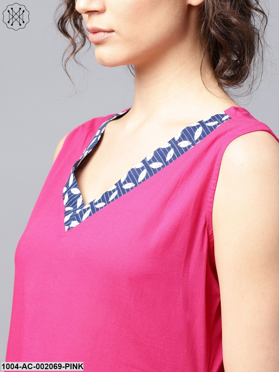 Pink Manipuri Printed Sleeveless Cotton Dress