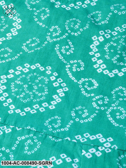 Sea Green Printed 3/4Th Sleeve Flared Maxi Dress