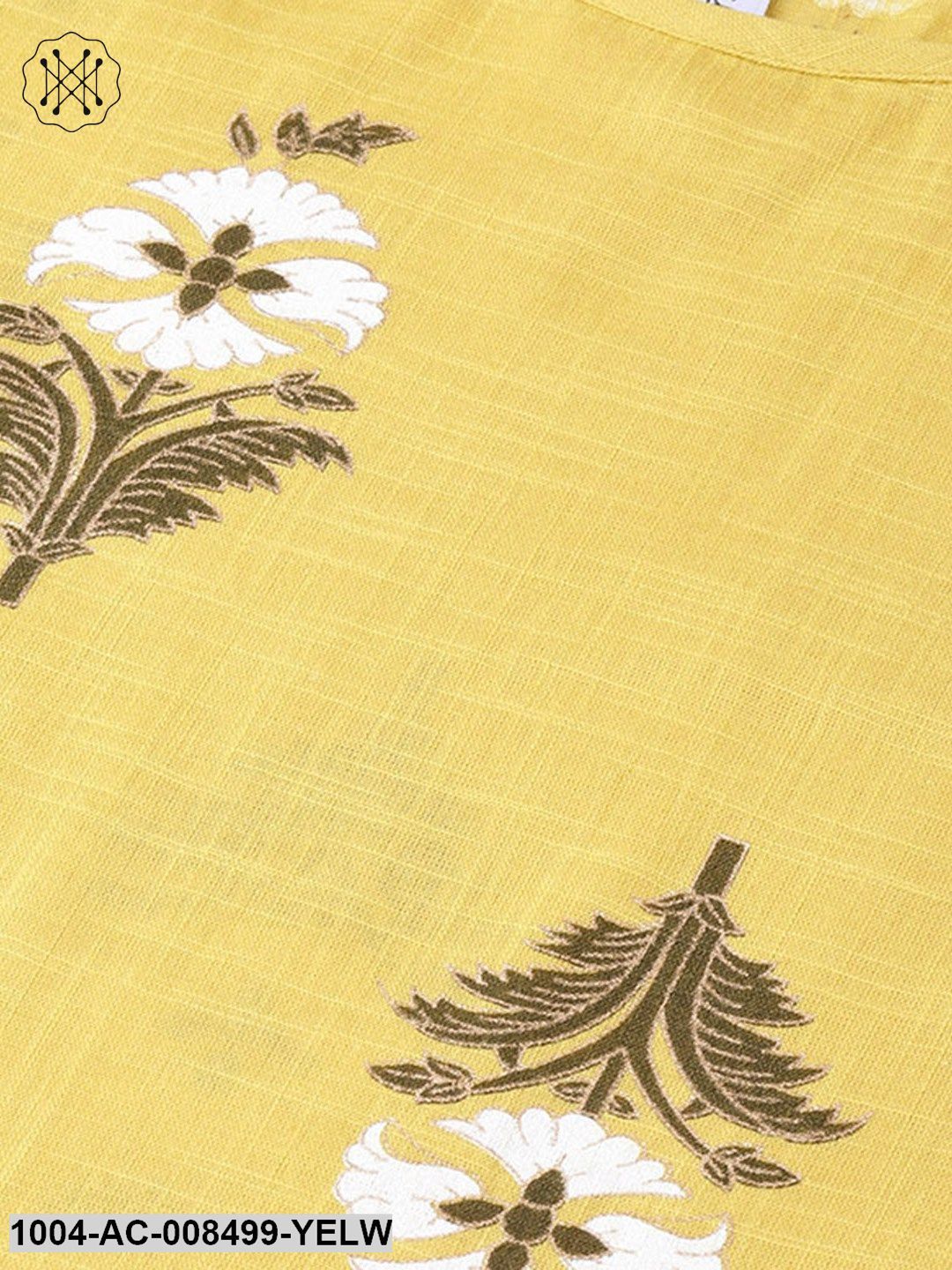 Yellow Printed Half Sleeve Cotton Maxi Dress