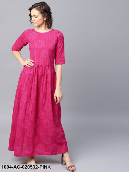 Pink Printed Maxi Dress