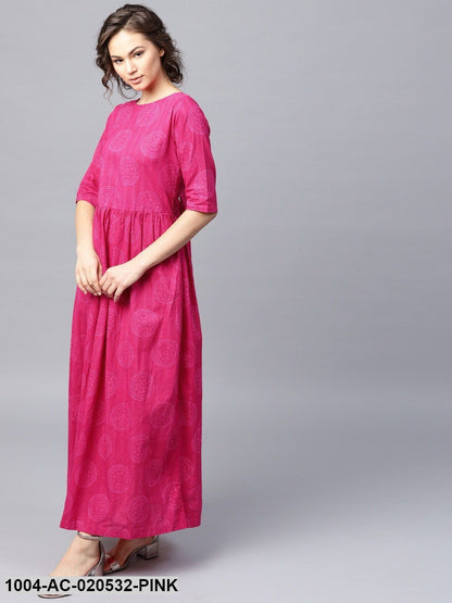 Pink Printed Maxi Dress
