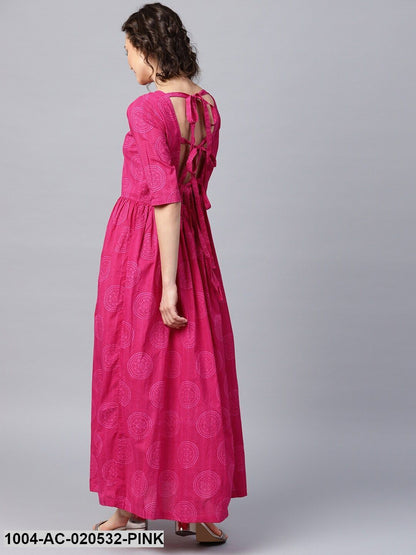 Pink Printed Maxi Dress