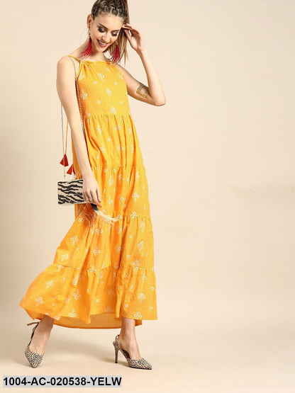 Yellow Printed Maxi Dress