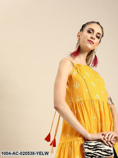 Yellow Printed Maxi Dress